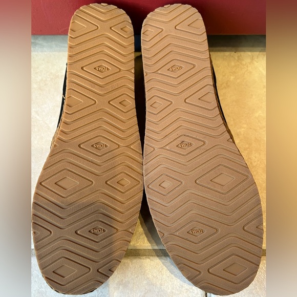TOMS s8.5 Valencia Platform Espadrille slip-on shoes in black suede-look NEW - Picture 9 of 11